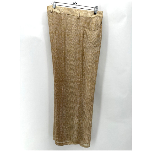 Vintage Carlisle 100% Silk Wide Leg Pants Womens‎ 10 Beige Snakeskin Old Money - Picture 4 of 11
